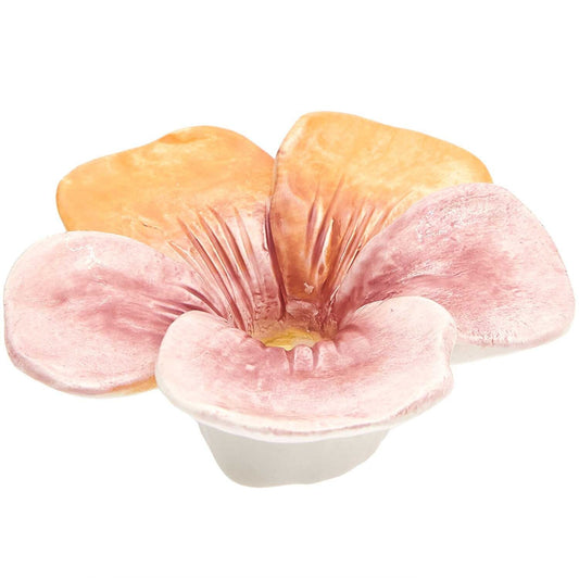 RICO Ceramic Candle Holder Pansy, Pink, 5.5x11x11cm, for Candles Ø2.4cm