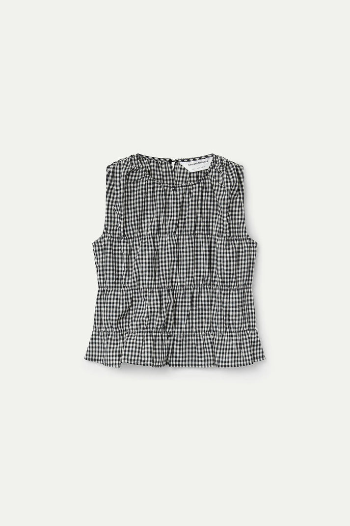 Compania Fantastica Black Gingham Top