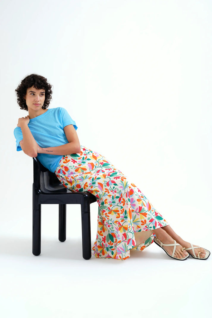 Compania Fantastica Long Skirt with Lotto Print