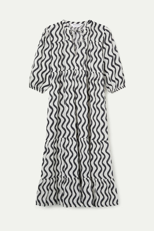 Compania Fantastica Wave Black & White Long Dress