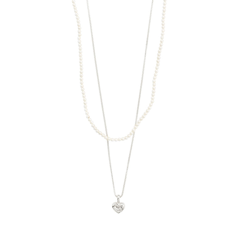 Pilgrim ARLET necklace 2-in-1 set, silver-plated