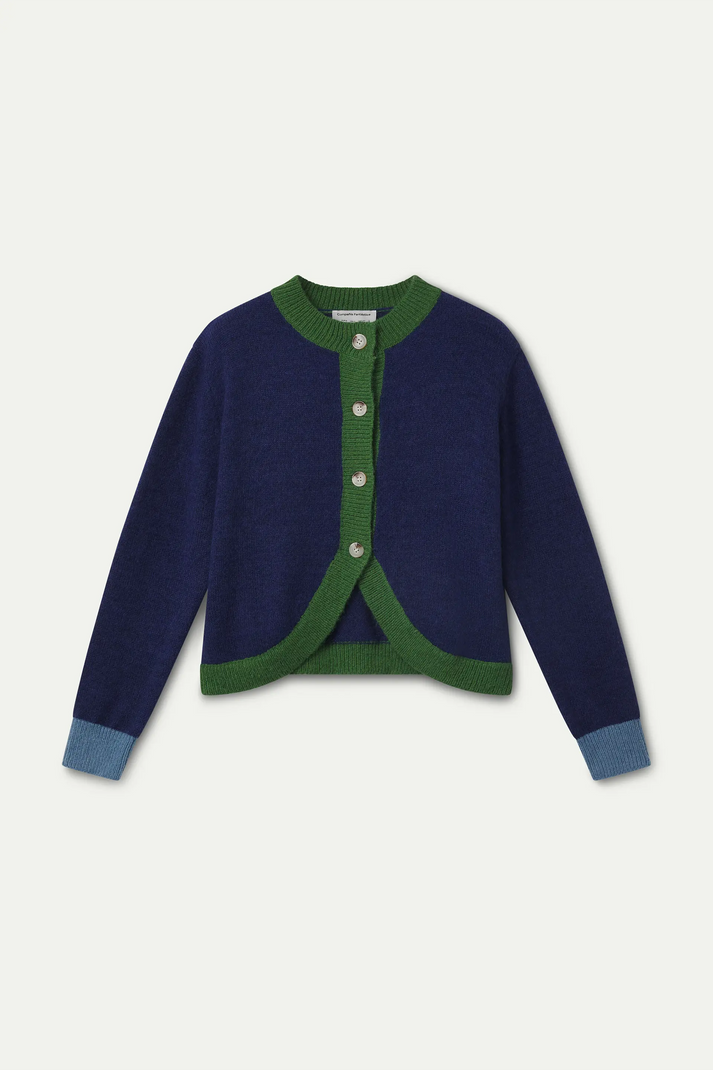 Compania Fantastica Blue and Green Two-Tone Knit Cardigan