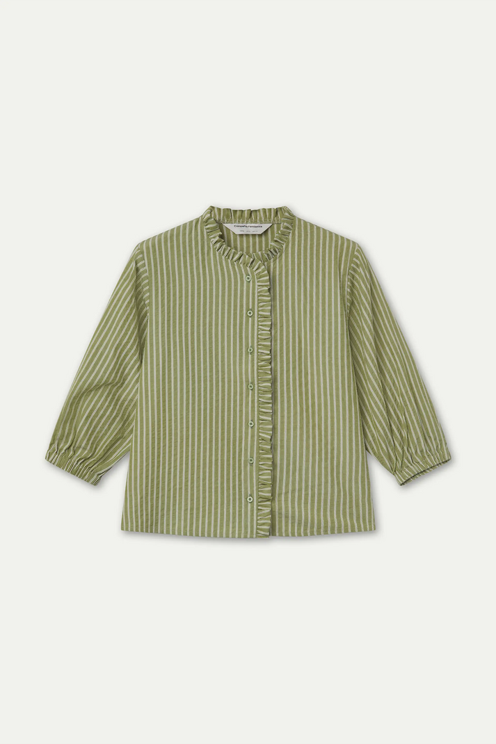 Compania Fantastica Light Green & White Striped Shirt
