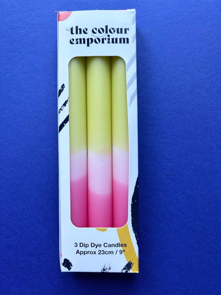 The Colour Emporium BUDDING BLOOMS Dip Dye Dinner Candles Trio