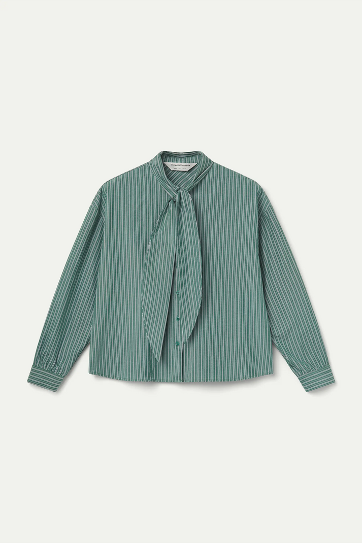 Compania Fantastica Maxi Tie-front Green Striped Shirt