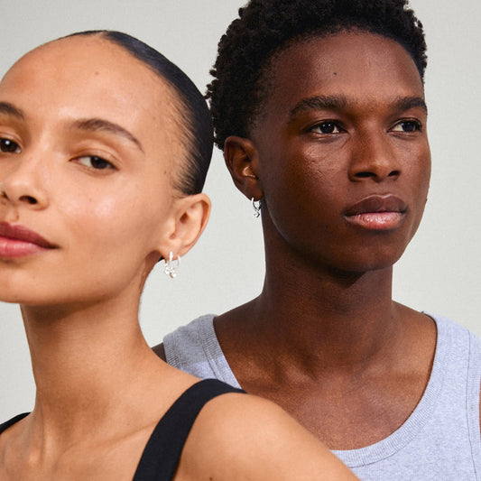 Pilgrim JOA crystal hoop earrings silver-plated