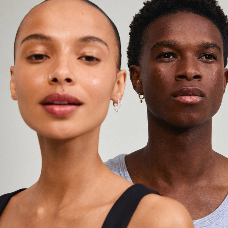 Pilgrim JOA crystal hoop earrings silver-plated