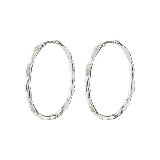 Pilgrim EDDY recycled organic shaped maxi hoops silver-plated