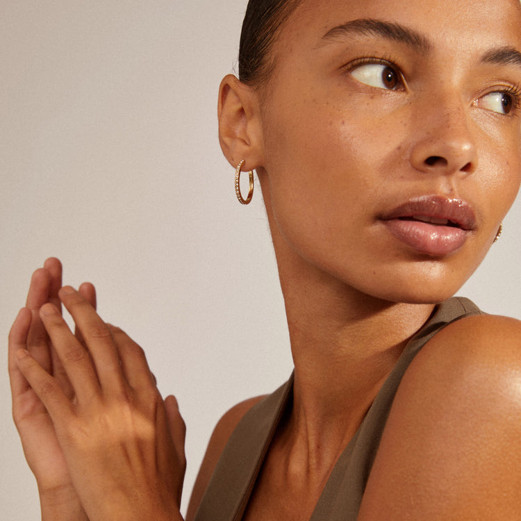 Pilgrim EBNA maxi crystal hoops gold-plated