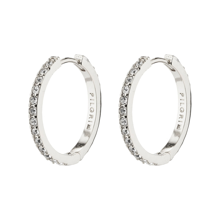 Pilgrim EBNA medium crystal hoops silver-plated