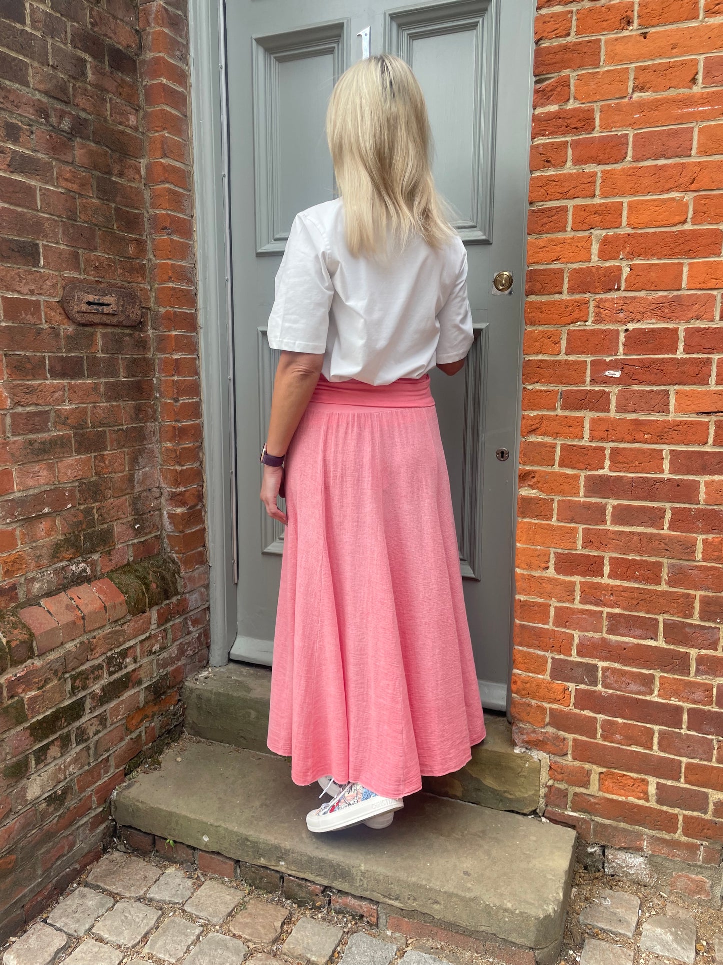 Jersey Waist Linen Texture Skirt