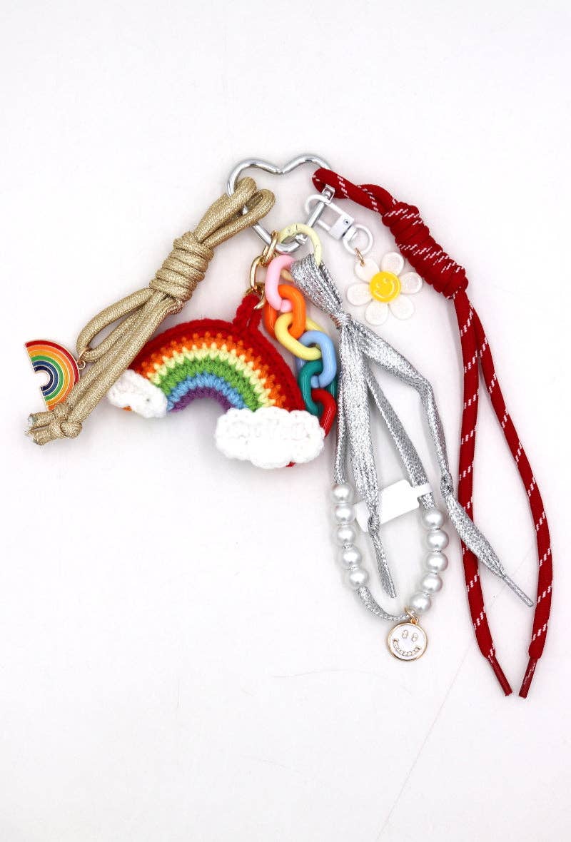 Crocheted Rainbow Bag Charm Multicoloured