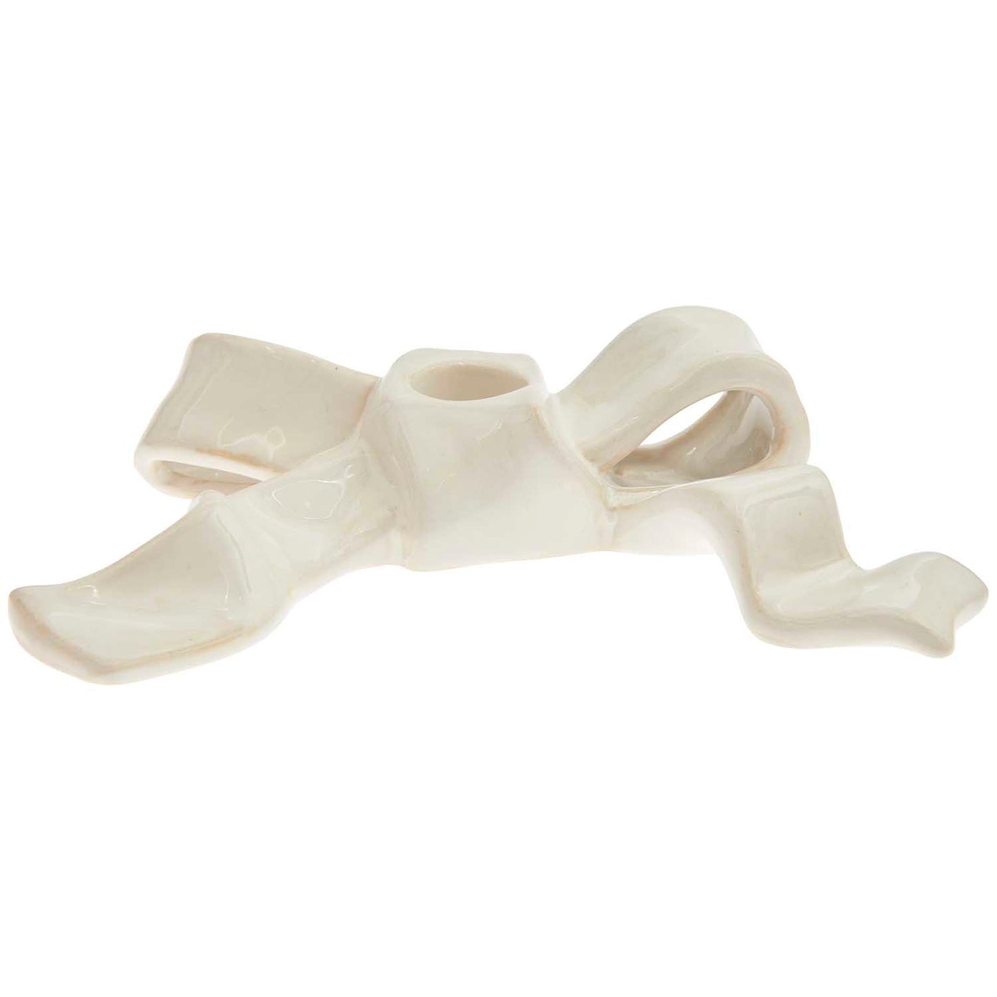 RICO Ceramic Candle Holder Bow in Cream, 4.5cm