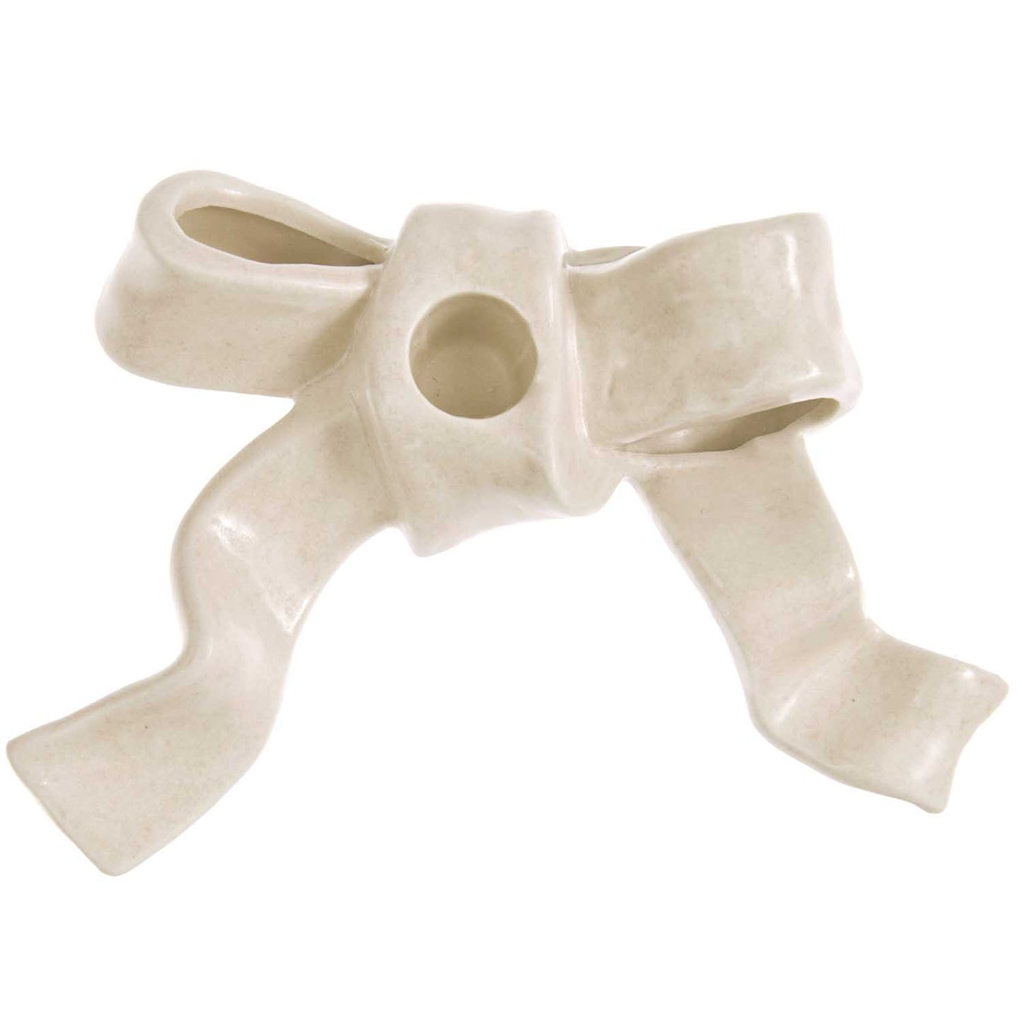 RICO Ceramic Candle Holder Bow in Cream, 4.5cm