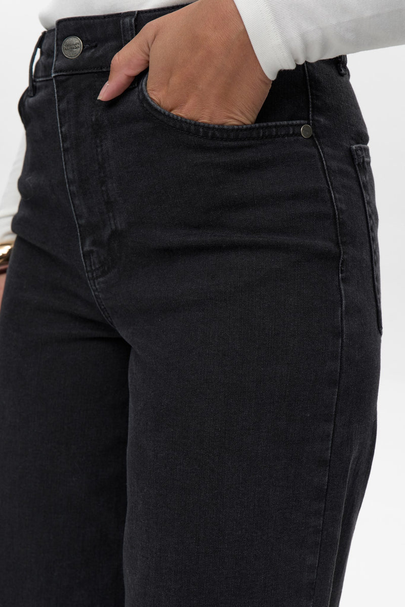 Numph Paris Cropped Black Jeans in Caviar