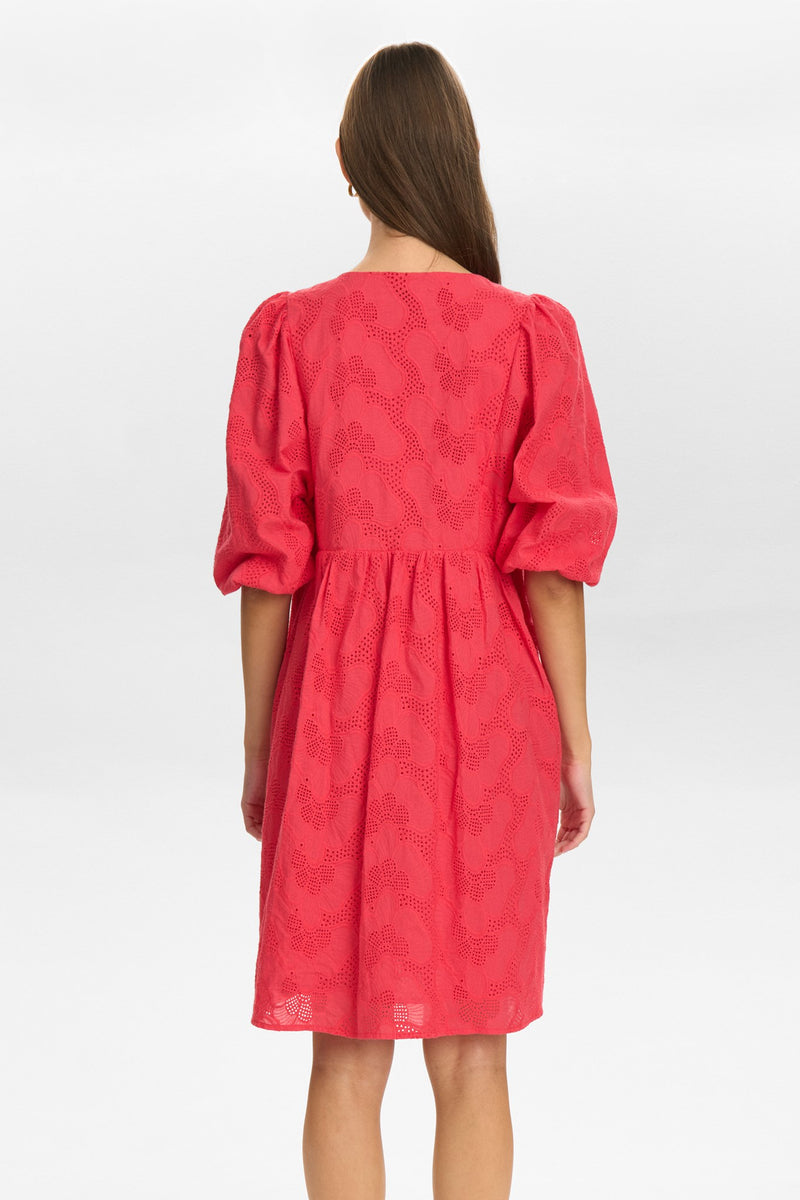 Numph Evada dress in Bright Geranium