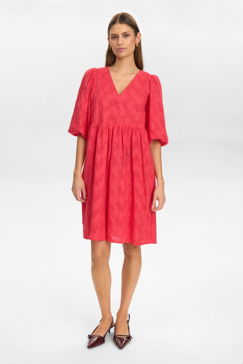 Numph Evada dress in Bright Geranium