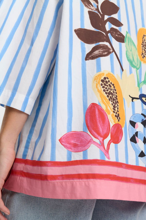 Numph Wendie Shirt in Bright White / Blue Stripe