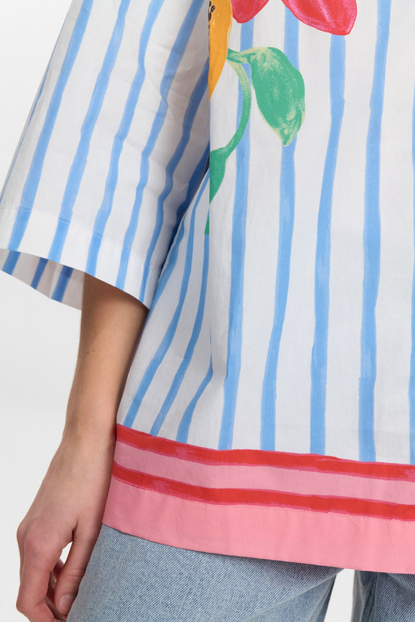 Numph Wendie Shirt in Bright White / Blue Stripe