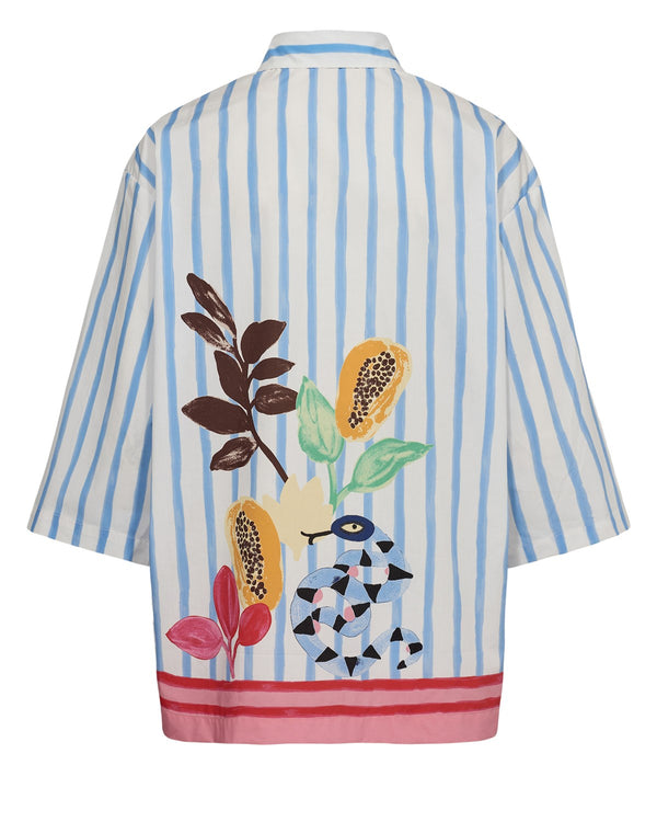 Numph Wendie Shirt in Bright White / Blue Stripe
