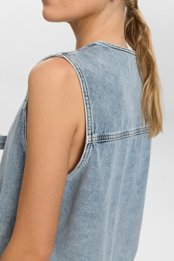 Numph Brooklyn Vest in Light Blue Bleach