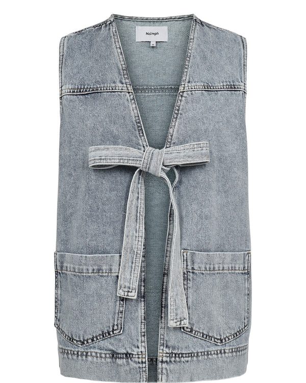 Numph Brooklyn Vest in Light Blue Bleach