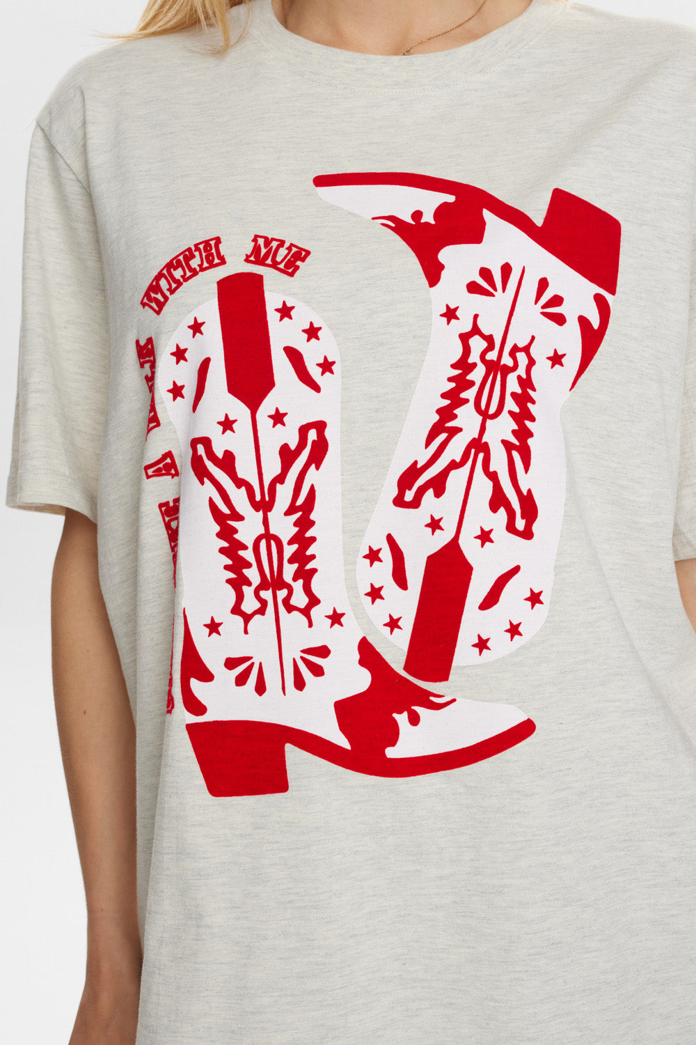 Numph Western Tee in Creme Melange