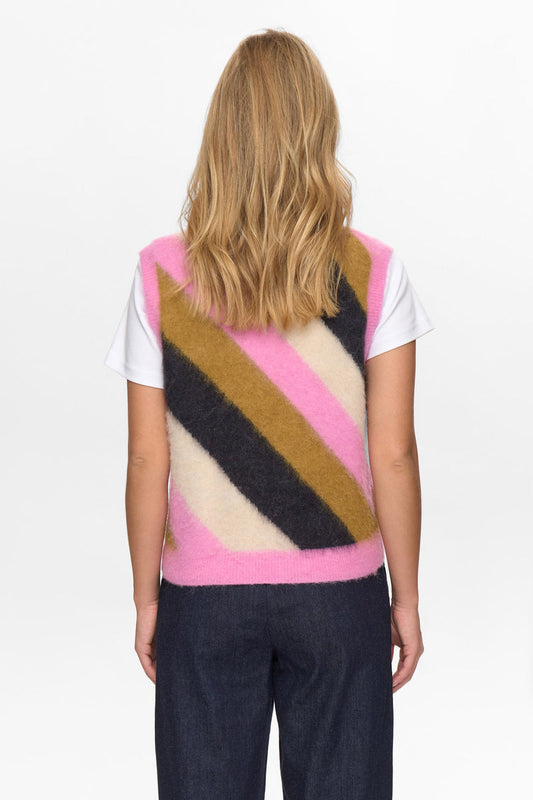 Numph Suri Multi Stripe Vest in Obsidian