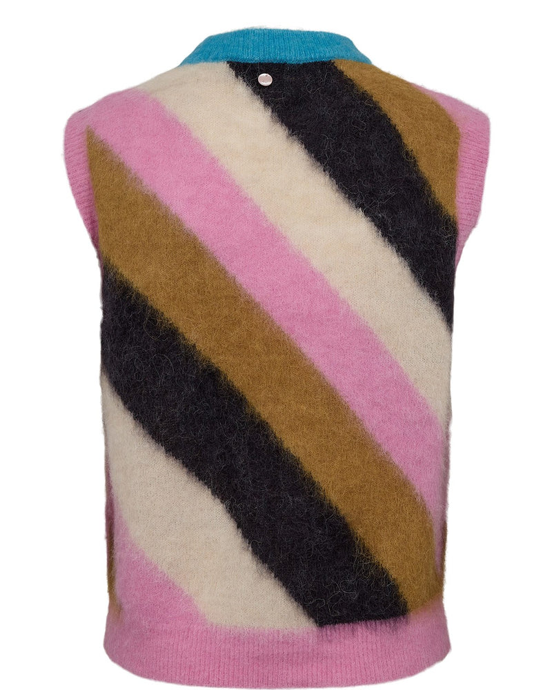 Numph Suri Multi Stripe Vest in Obsidian