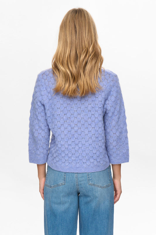 Numph Nuriette Leaf Pointelle Pullover in Hydrangea