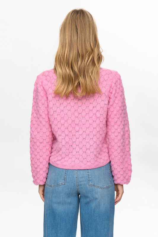 Numph Nuriette Leaf Pointelle Cardigan in Lilac Sachet