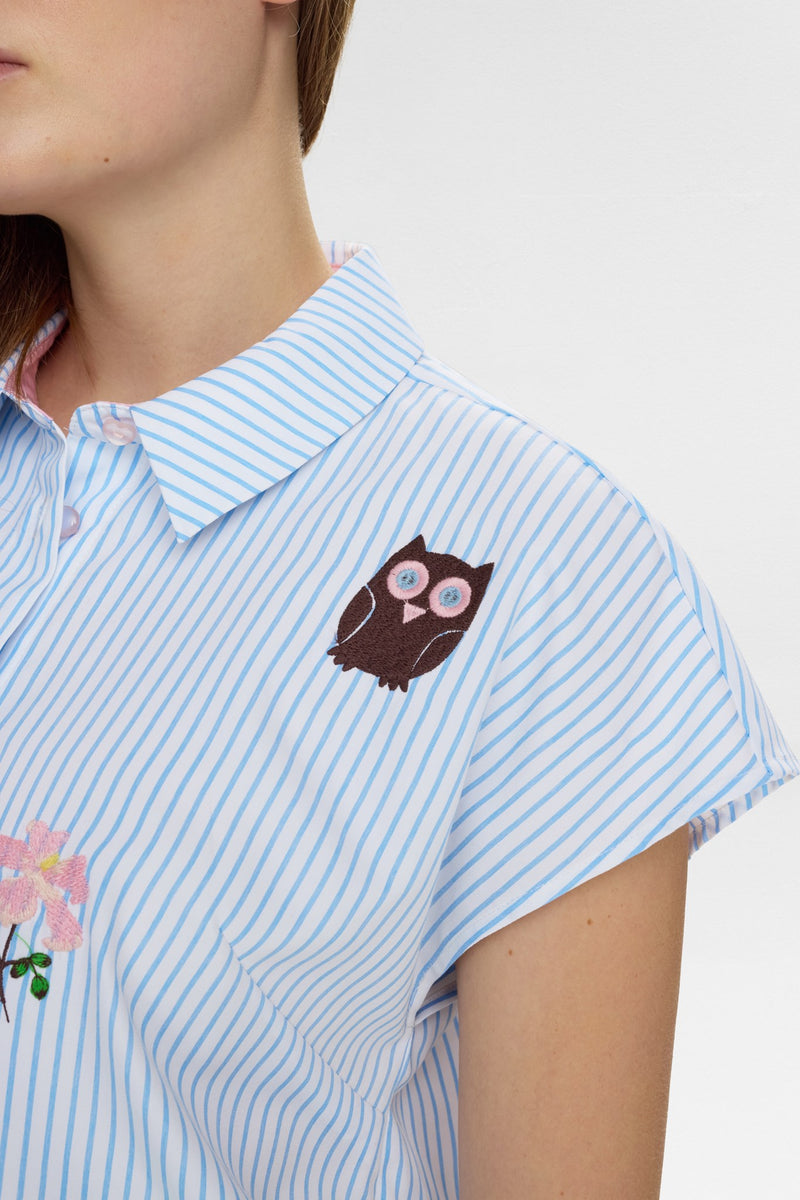 Numph Ashley Embroidered Shirt in Airy Blue