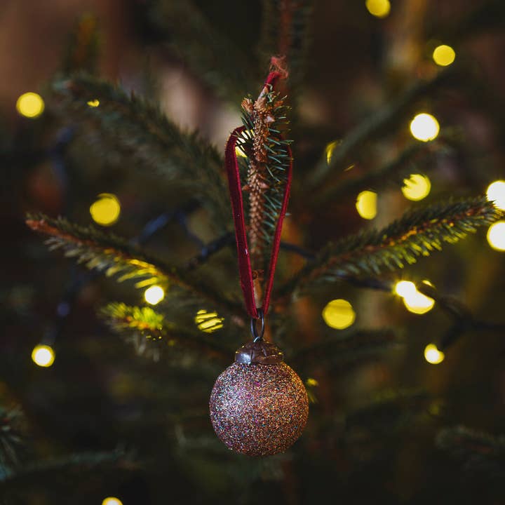 Moult Mini Brown Glitter Ball Decoration