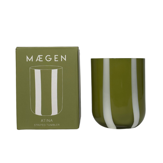 Maegan Atina Glassware - Olive & White