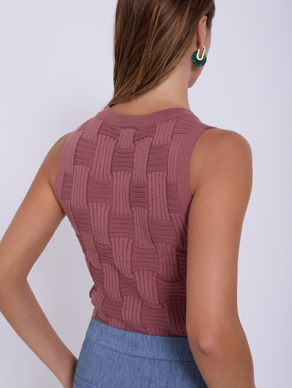 Skatie Sleeveless Basket Knit Top