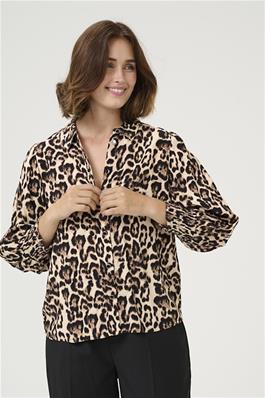 KAFFE Pedra Shirt in Naturel Leopard Print