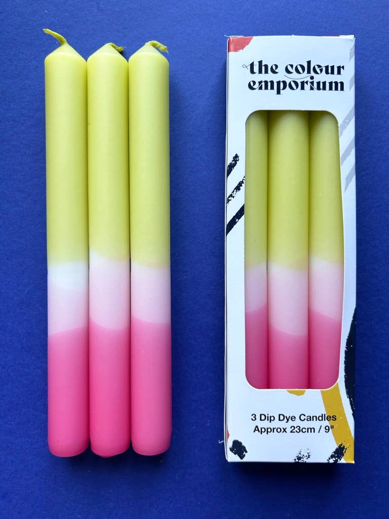 The Colour Emporium BUDDING BLOOMS Dip Dye Dinner Candles Trio