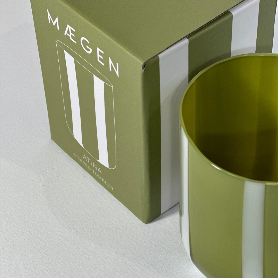 Maegan Atina Glassware - Olive & White
