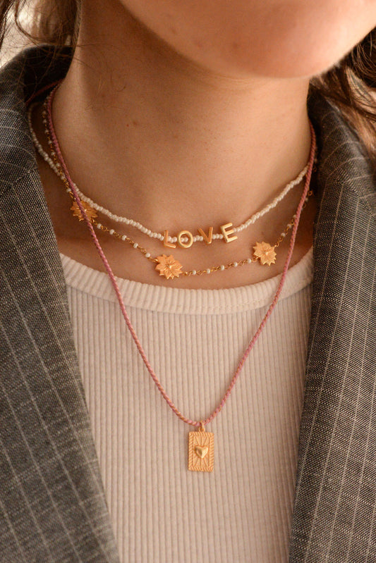 My Doris Love Gold Letters Mini Pearl Necklace