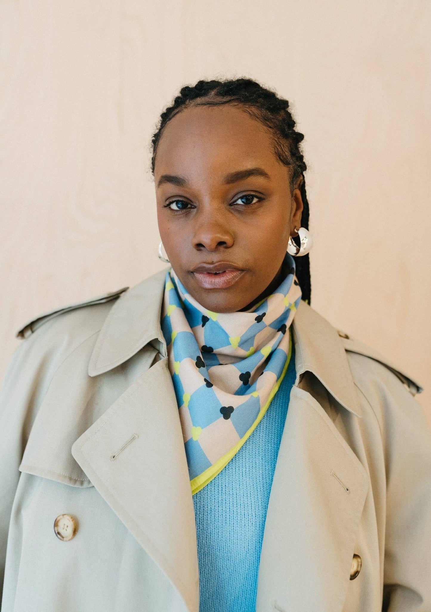 TBCo - Cotton Scarf in Blue Checkerboard