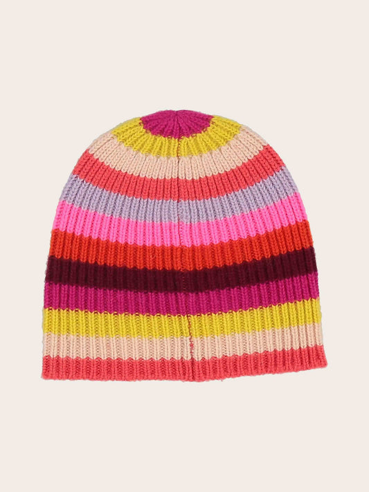 Fraas Wool Beanie in Coral Stripe
