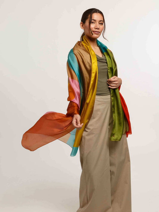 Fraas Silk Scarf/Wrap in Exotic Orange