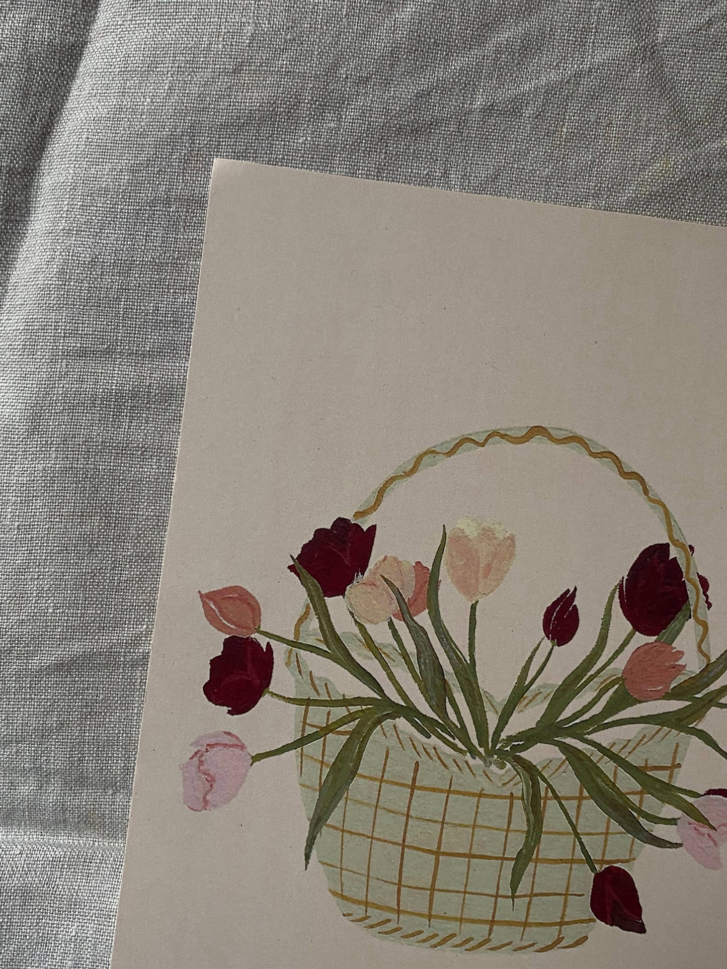 Harriet Watson - A5 print- Basket of Tulips