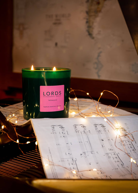 LORDS Fragrance House - Three Wick Candle - Yellowstone - Pink Glass