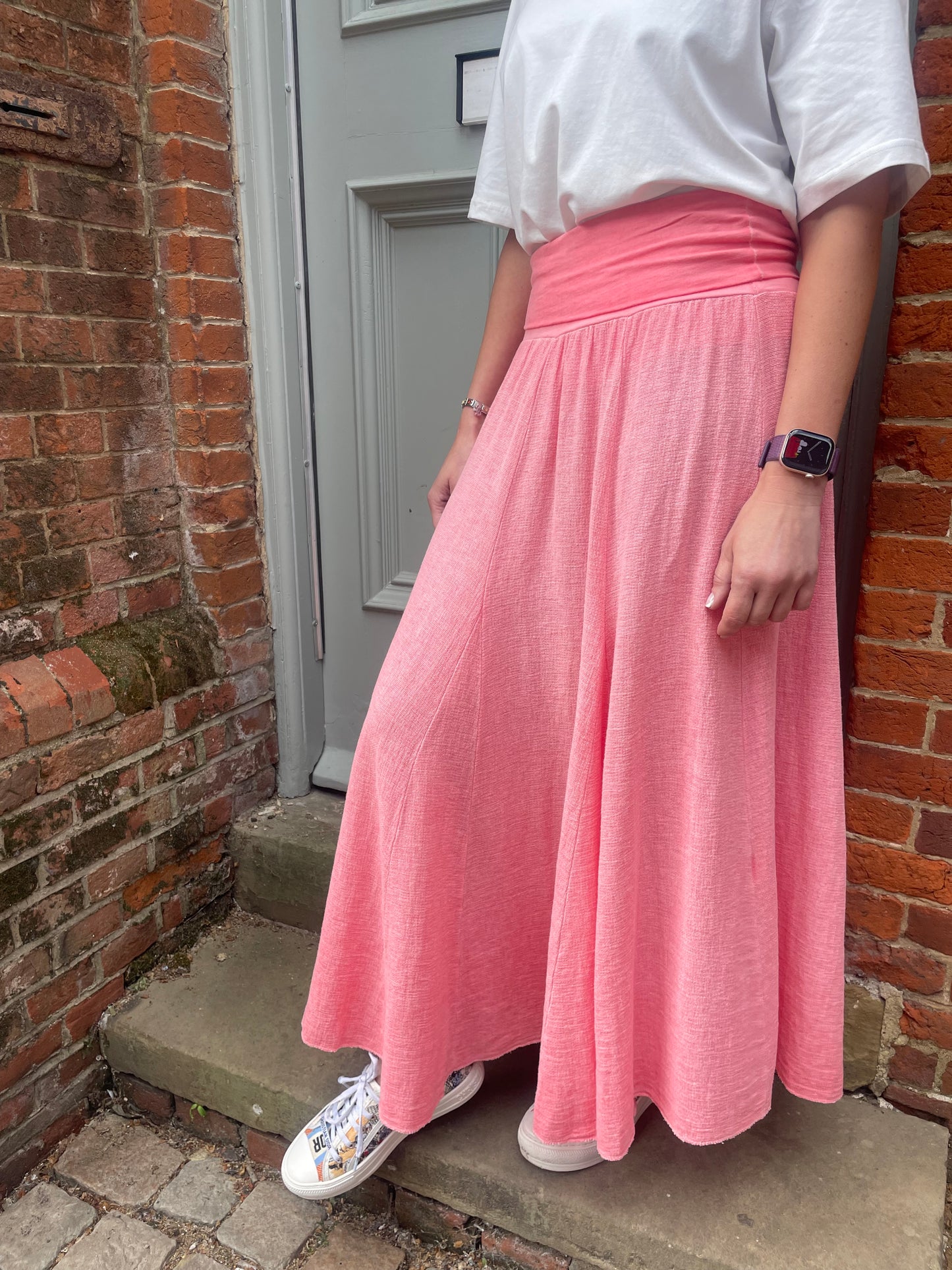 Jersey Waist Linen Texture Skirt