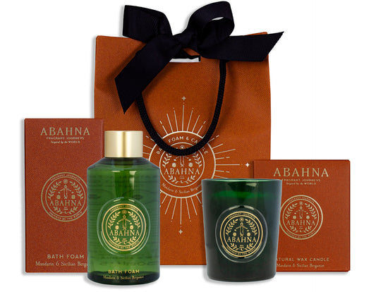 Abahna Mandarin & Sicilian Bergamot Bathe By Candlelight - Mini Foam & Candle
