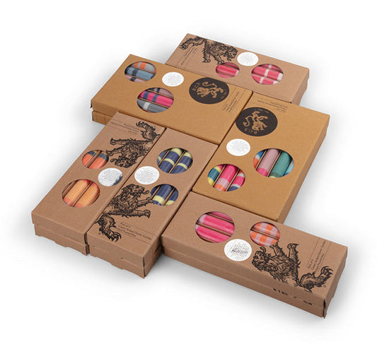 BCS 2 Striped Eau De Nil & Pearl Eco Dinner Candles, Pack Of 4