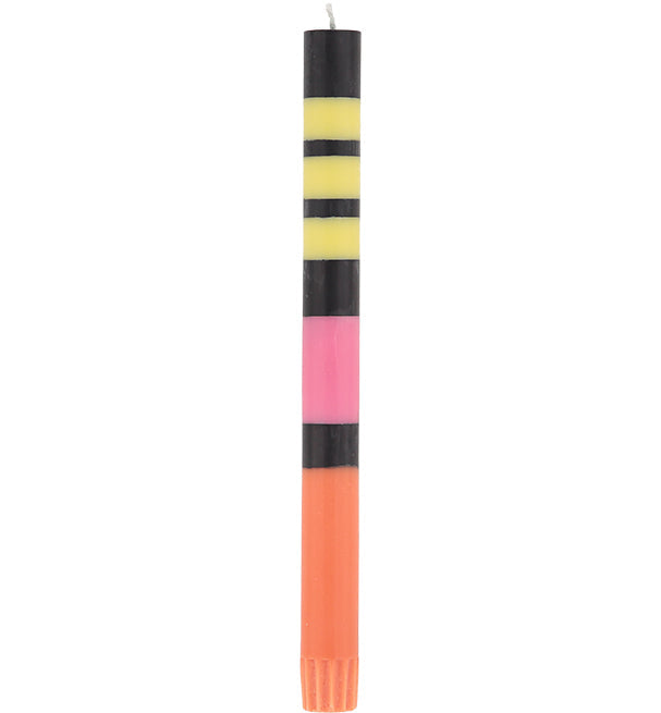 BCS striped candles x4 orange jet sulphur, 4 per pack
