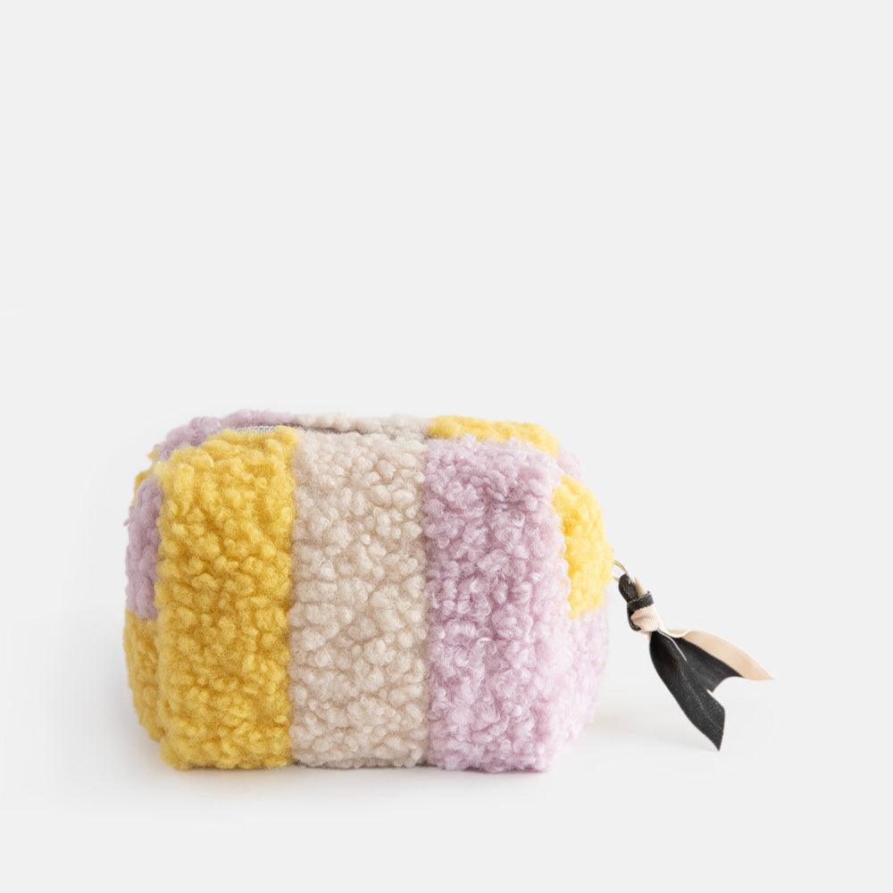 Caroline Gardner Multi Stripe Borg Mini Cube Cosmetic Bag