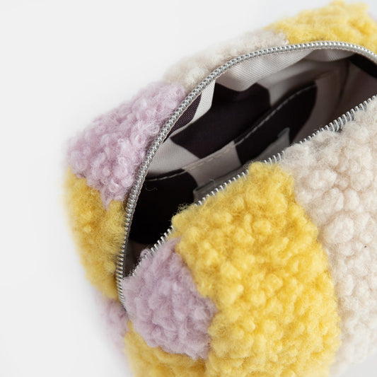 Caroline Gardner Multi Stripe Borg Mini Cube Cosmetic Bag